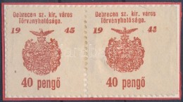 1945 Debrecen SZ.KIR.V. 3 Db 22 Sz. Okirati Illetékbélyeg Párban, Az Egyik... - Unclassified