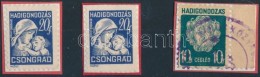1944 Cegléd és Csongrád 3 Db 2 Féle Hadigondozás Bélyeg (4.500) - Sin Clasificación