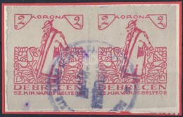 1919 Debrecen SZ.KIR.V. 1 Sz. Okirati Illetékbélyegpár (7.000) - Sin Clasificación