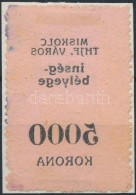 1923 Miskolc Városi Ínség Bélyeg 5.000K Gépszínátnyomattal (8.000) - Unclassified