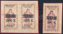 1924 Abaúj-Torna Vármegyei ínségbélyeg 500K/50K és 1000K/20K... - Unclassified