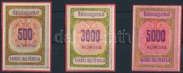 1924 Balassagyarmat Városi Bélyegdíj 1, 5 és 6 Sz. Okmánybélyege (14.000) - Unclassified