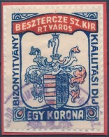 1914 Besztercze SZ. KIR.R.T. Város Bizonyítvány Kiállítási Díj... - Non Classés