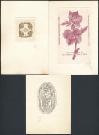 3 Db Jelzett Magyar Ex Libris Rézkarc, Papír, Jelzett  Pl Karanasz 11x10 Cm / Hungarian Bookplates.... - Otros & Sin Clasificación