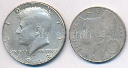 Vegyes: Amerikai Egyesült Államok 1968. 1/2$ Ag 'Kennedy' + Ausztria 1965. 10Sch Ag T:2,2-
Mixed: USA... - Unclassified