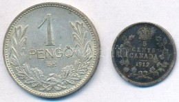 Vegyes: Kanada 1912. 5c Ag 'V. György' + Magyarország 1939. 1P Ag T:2-,3,2
Mixed: Canada 1912. 5 Cents... - Unclassified