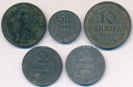 Szerbia 1879. 5p Br 'I. Milán' + Német Megszállás 1942. 50p Zn + 2D Zn (2x) + 1943. 10D... - Sin Clasificación