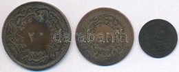 Oszmán Birodalom 1839. (1255/19) 10p Cu + 1861. (1277/4) 20p Cu + 1901. (1293/27) 10p Billon T:2,2-
Ottoman... - Sin Clasificación