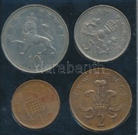 Nagy-Britannia 1969. 10P + 1970. 5P + 1980. 1P + 2P Plasztiktokban T:2,2-
Great Britain 1969. 10 Pence + 1970. 5... - Unclassified