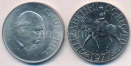 Nagy-Britannia 1965. Crown Cu-Ni 'Churchill' + 1977. 25p Cu-Ni 'II. Erzsébet / Uralkodói Ezüst... - Sin Clasificación