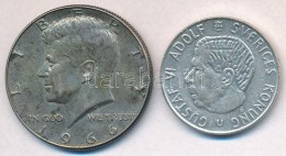 Amerikai Egyesült Államok 1966. 1/2$ Ag 'Kennedy' + Svédország 1965. 1K Ag 'VI.... - Non Classés