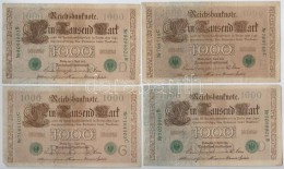 Német Birodalom 1910. 1000M (4x) Hat- és HétjegyÅ± Sorszám, Zöld Pecséttel... - Unclassified