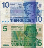 Hollandia 1968. 10G + 1973. 5G 'Joost Van Den Vondel' T:III Kis Szakadás
Netherlands 1968. 10 Gulden + 1973.... - Non Classificati