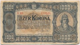 1923. 1000K Nyomdahely Jelölés Nélkül T:III - Ohne Zuordnung