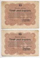 1849. 15kr 'Kossuth Bankó' (2x) Egyiken Vékonyabb Aláírás T:III- - Sin Clasificación