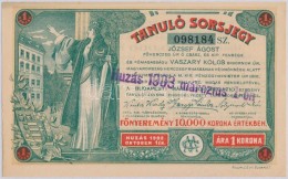 Budapest 1903. 'Tanuló Sorsjegy' 1K értékben, Felülbélyegzéssel T:I- Kis... - Non Classificati