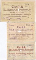 Pápa 1919. Május 8. 'Pápai Csekk' 10K + 20K + 50K Mind Lyukasztással... - Non Classés