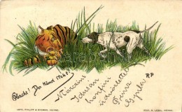 T2/T3 1899 'Obacht! Der Hund Steht!' RP Signed Philipp & Kramer Art Postcard Edit. S. Lebel (EK) - Sin Clasificación