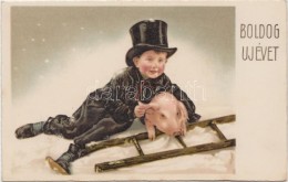 ** T1 Újév / New Year, Chimney Sweep, Litho - Ohne Zuordnung