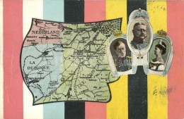 T2 Albert I Of Belgium, Wilhelmina Of The Netherlands, Hindenburg; Map - Non Classés