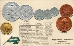 ** T1/T2 Argentinien, Argentina - Set Of Coins, Currency Exchange Chart Emb. Litho - Sin Clasificación