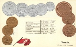 ** T1/T2 Tunis, Tunesia - Set Of Coins, Currency Exchange Chart Emb. Litho - Ohne Zuordnung
