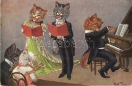 * T3 Singing And Piano Playing Cats. T. S. N. Serie 1852 (6 Dess.) S: Arthur Thiele (fa) - Unclassified