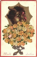 * T2/T3 Budi Dobur. Naklada S. Markovic Zagreb, Oktogon / Krampus Art Postcard With Roses (EK) - Ohne Zuordnung