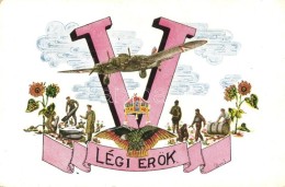 ** T2 Légi ErÅ‘k / WWII Hungarian Air Forces Art Postcard, Artist Signed - Non Classés