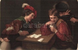 T2/T3 Der Falschspieler' / 'The Cheater' Card Game, Stengel 29723. Litho S: Michelangelo Da Caravaggio (worn... - Ohne Zuordnung