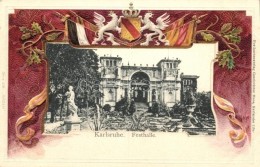 ** T1 Karlsruhe, Festhalle; Postkartenverlag Geschwister Moos / Festive Hall, Emb. Litho - Non Classés