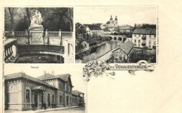 ** T1/T2 Donaueschingen, Bahnhof; Verlag Von Ph. Bussemer / Railway Station, Floral - Non Classés