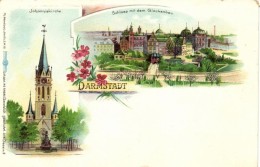 ** T2/T3 Darmstadt, Johanniskirche, Schloss / Floral Litho - Sin Clasificación