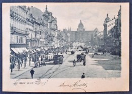 1900 Praha, Prague; Der Wenzelsplatz / Square, Shops, Tram. Big Sized Postcard (22 Cm X 30,5 Cm!) - Sin Clasificación