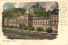 T3 Karlovy Vary, Karlsbad; Kurhaus / Sanatorium, Künstlerpostkarte No. 1579. Von Ottmar Zieher Litho S: Marcks... - Non Classés