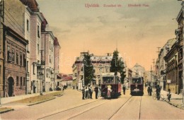 T2/T3 Újvidék, Novi Sad; Erzsébet Tér és Villamosok / Square, Trams (fl) - Ohne Zuordnung