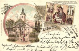 T2/T3 1898 Fiume, Trsat, Tersatto; Kegytemplom / Church, Floral, Litho (EK) - Sin Clasificación