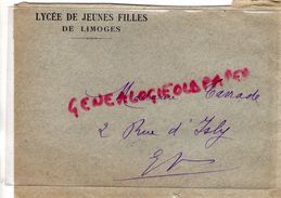 87 - LIMOGES- ENVELOPPE LYCEE DE JEUNES FILLES ECOLE - MME TARRADE 2 RUE ISLY - Historical Documents