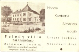 ** T2/T3 Balatonfüred, Zsigmond Utca 10. Feledy Villa, Szálloda Reklámja (EK) - Unclassified