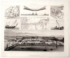 Cca 1860 Wilhelmshafen KikötÅ‘ NagyméretÅ± Acélmetszet / Large Engraving 27x34 Cm - Prints & Engravings