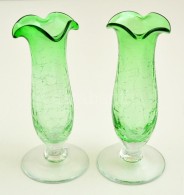 Zöld SzínÅ± Kraklé üveg Váza Pár, Hibátlan, M: 15 Cm - Vidrio & Cristal