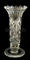 Díszes üveg Kisváza, Csiszolt, Nagyon Apró Csorbákkal, M: 16 Cm - Glass & Crystal