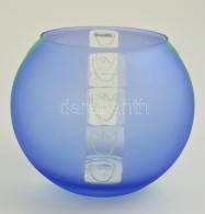 Llesquetes Színes üveg Váza, Csiszolt, Jelzett (matricás) M: 17 Cm - Vidrio & Cristal