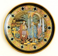 Jelzett Görög Porcelán Tányér, 24K Arannyal Aranyozva, / Greek Chinaware Plate D:25... - Other & Unclassified