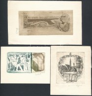 Sterbenz, Balló, Deák, 3 Db Ex Libris. Rézkarc, Papír, Jelzett  / Etched Bookplates - Other & Unclassified