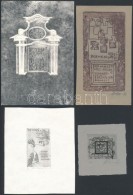 4 Litván Ex Libris Kmieliauskas, Antanas, Kisarauskas Rézkarc, Papír, Jelzett  / Etched... - Other & Unclassified