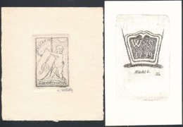 Karel VotluÄka (1896-1963): 2 Ex Libris Rézkarc, Papír, Jelzett , 5,5×4-9×6 Cm - Other & Unclassified