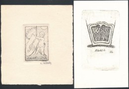 Karel VotluÄka (1896-1963): 2 Ex Libris Rézkarc, Papír, Jelzett , 5,5×4-9×6 Cm - Otros & Sin Clasificación