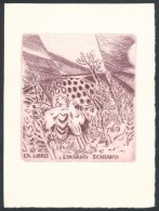 Gianni Trevisan (?-?): Ex Libris Luciano Schiavo. Rézmetszet, Papír, Jelzett A Nyomaton, 7 X 6.5 Cm - Otros & Sin Clasificación