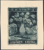 SzÅ±cs János (1917-1995):Ex Libris. Rézkarc, Papír,   / Etched Bookplate 10x8 Cm - Otros & Sin Clasificación